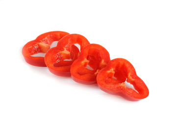 four slices of red pepper