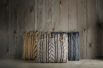 Fototapeta na wymiar knitted pillows