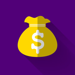 colorful flat design money bag icon