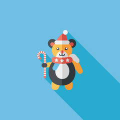 Christmas teddy bear flat icon with long shadow,eps10