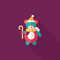 Christmas teddy bear flat icon with long shadow,eps10