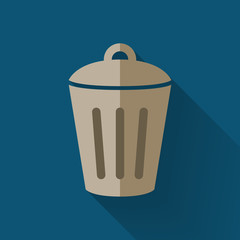 colorful flat design trash can icon