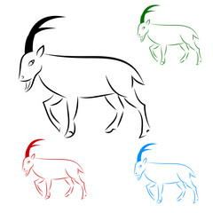 Silhouette goral on white background, vector