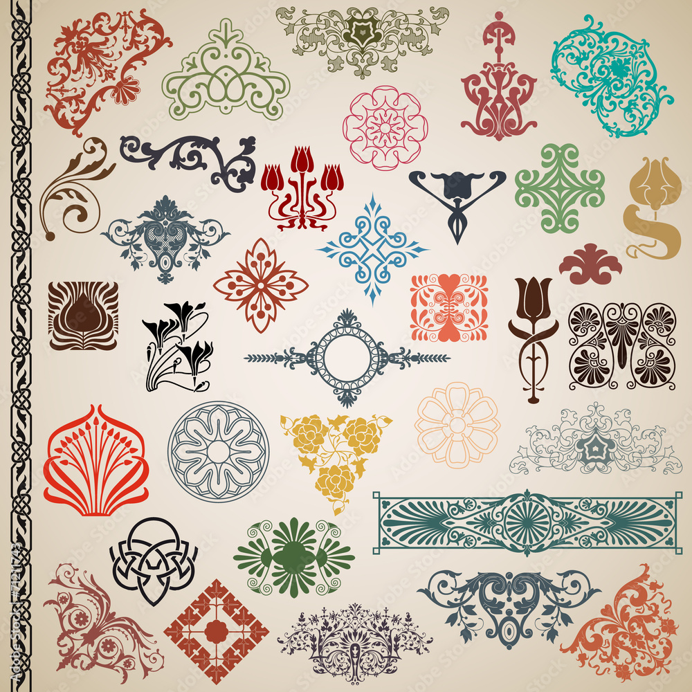 Fototapete decorative elements and patterns in the vector