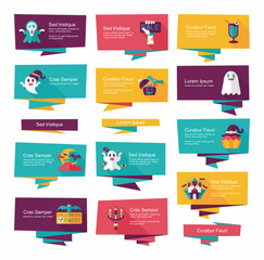 Halloween banner flat background set