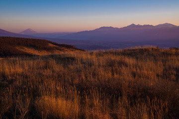 Mountains and evening of autumn