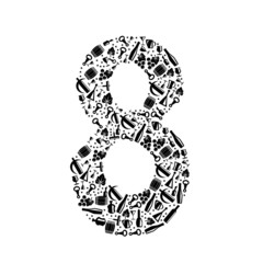 Abstract vector number 8 made from Wine icon - numbers set