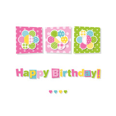 Fototapeta premium three flowers happy birthday card