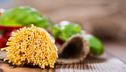 Portion of raw Spaghetti