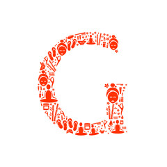 Fototapeta premium Abstract vector alphabet - G made from Icon Spa - alphabet set.