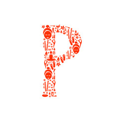 Abstract vector alphabet - P made from Icon Spa - alphabet set.