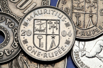 Fototapeta na wymiar Coins of Mauritius