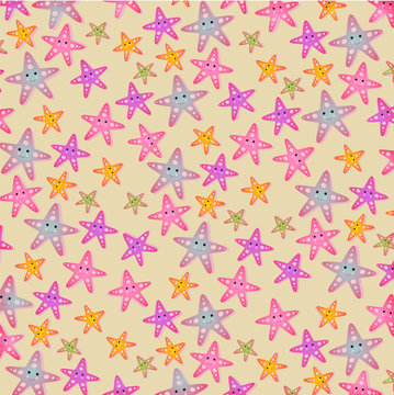 Pattern de Estrellitas de mar con fondo marr&oacute;n