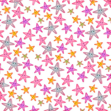 Pattern de Estrellitas de mar con fondo blanco