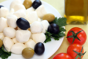 Mozzarella cheese and olives