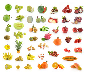 collection of fruit isolated on white background