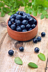 Fresh blueberries on wooden table