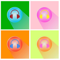 Headphones icon button vector