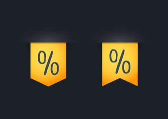 Ribbon icon set with a percentage sign
