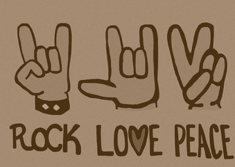 Rock love peace vintage