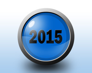 New year 2015 icon. Circular glossy button.