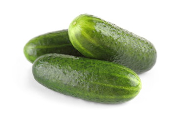 Pile of fresh salted gherkins, isolated