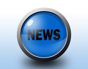 News icon. Circular glossy button.