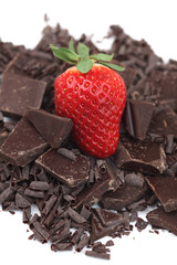 Strawberry and pieces of chocolate