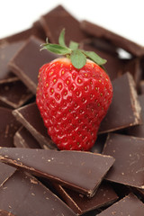 Strawberry and pieces of chocolate