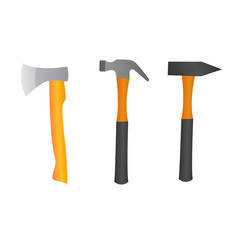 Hammer And Ax white background, vector.
