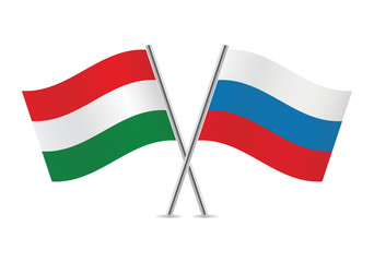 Russian and Hungarian flags. Vector illustration.