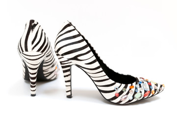 Sexy Zebra print high heeled women's shoes