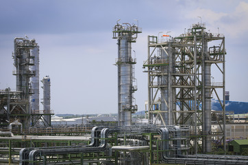 Refinery plant with sky