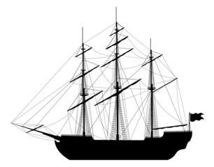 Sailing ship isolated on white background