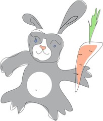 Gray rabbit with carrot