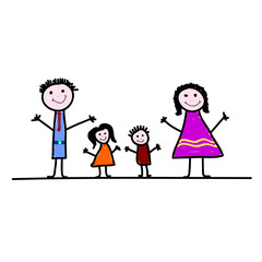 family cartoon color vector