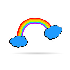 rainbow between the clouds color vector