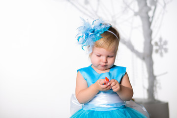 girl in beautiful blue dress