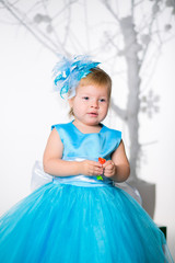 girl in beautiful blue dress