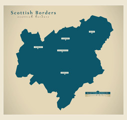 Modern Map - Scottish Borders UK