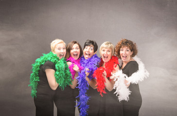 group of woman ready for party
