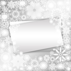 Christmas sheet of paper , snowflakes silver background