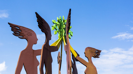 Silhouette of women the symbol of nature and friendship