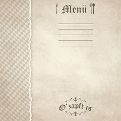 old vintage menu card background with Oktoberfest pattern