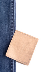 Blank paper label tag on jeans