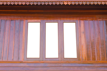 Background view of wooden windows with opaque glass walls roof.