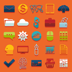 Set of business flat icons