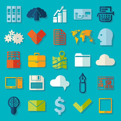 Set of business flat icons