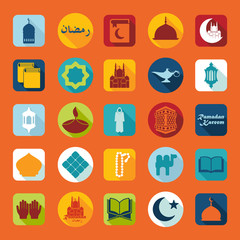Set of flat icons: Ramadan Kareem