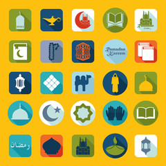 Set of flat icons: Ramadan Kareem